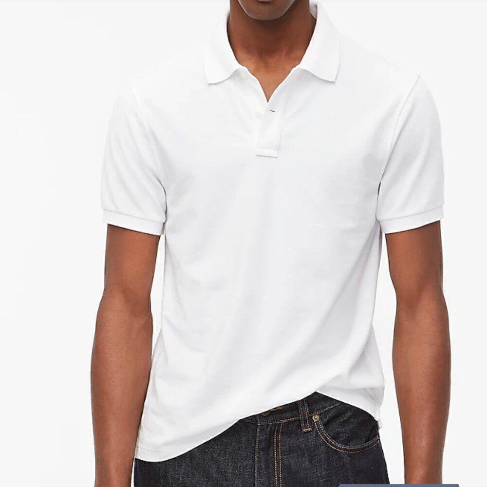 J. Crew Factory Flex piqué polo shirt in white NWT